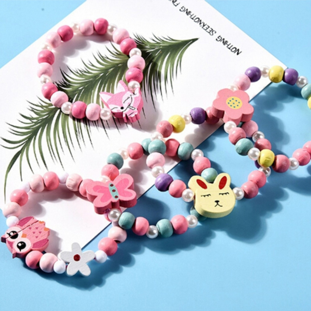 🍒 Natural Wooden Bead 📿 Necklace + Bracelet Set - Picture 2 of 8